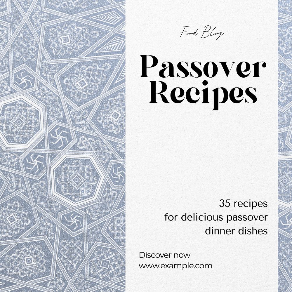 Passover recipes Instagram post template