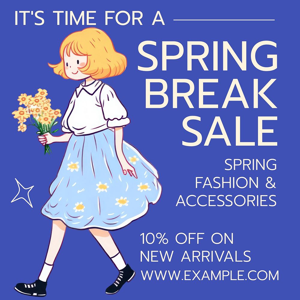 Spring break sale Instagram post template
