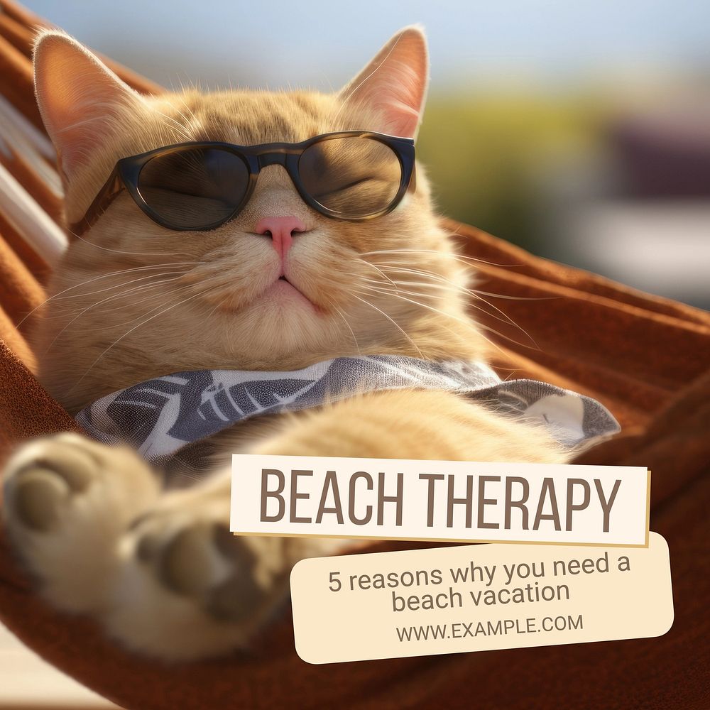 Beach therapy Instagram post template  
