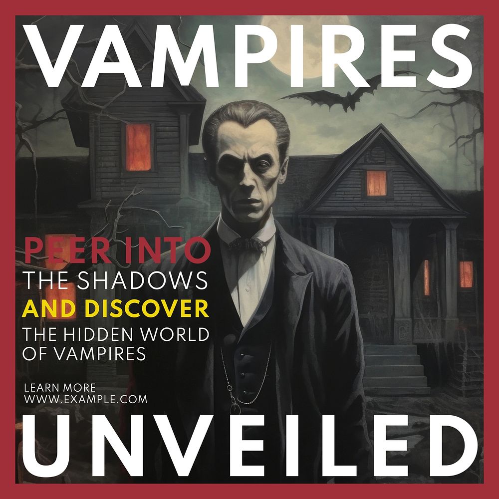 Vampires unveiled post template, editable social media design