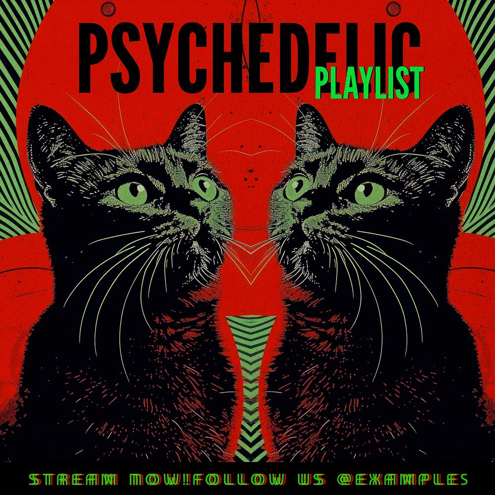 Psychedelic playlist Facebook post template