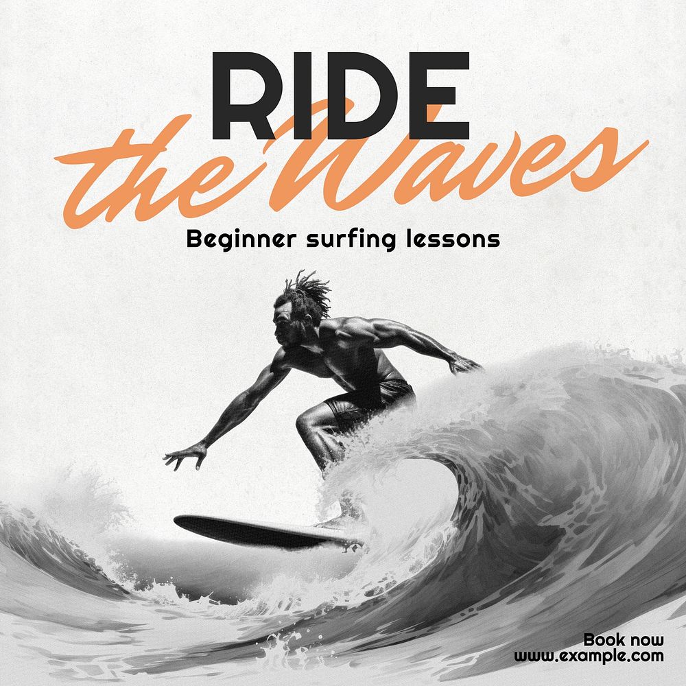 Surfing lessons Instagram post template