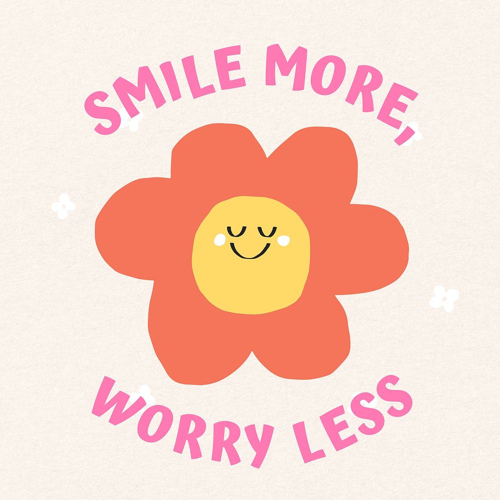Smile more, worry less quote Instagram post template