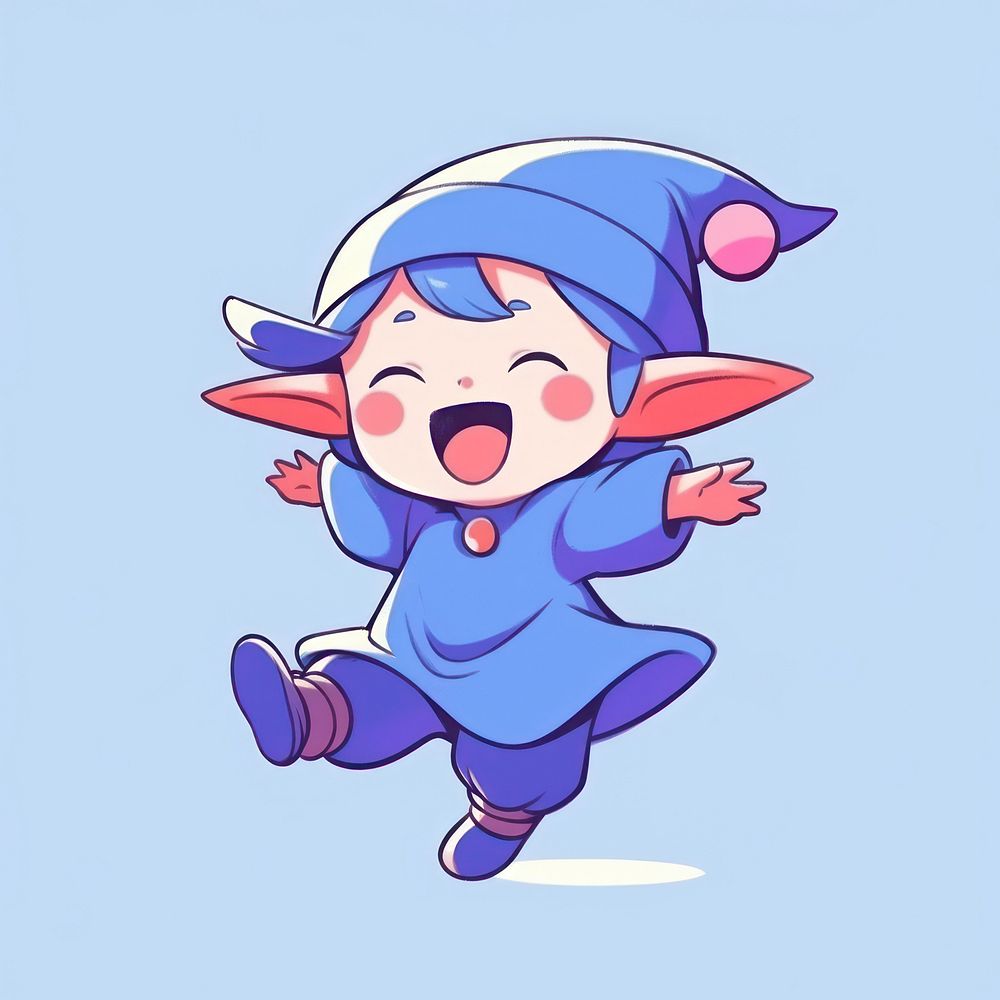 Little Elf jumping for joy happy cartoon person human.