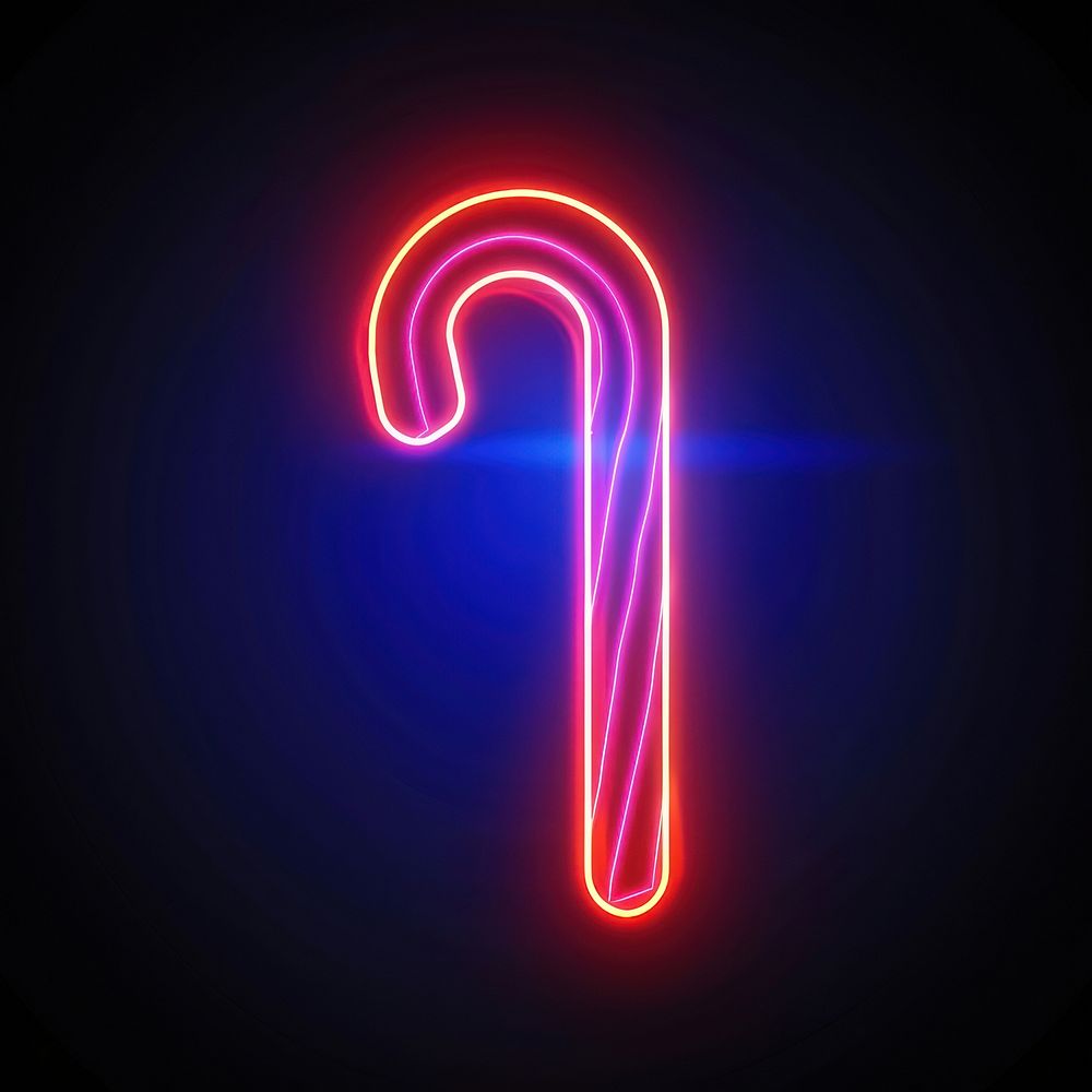 Candy cane icon neon light. | Free Photo Illustration - rawpixel