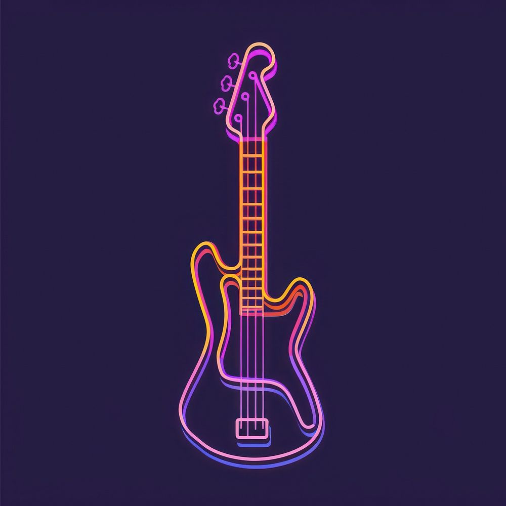 Band icon neon guitar light.