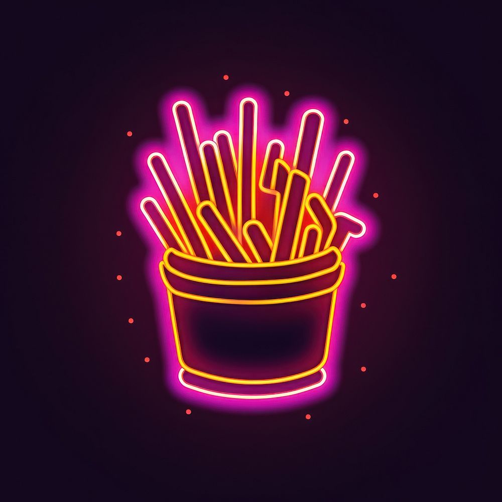 French fries icon neon dynamite weaponry.