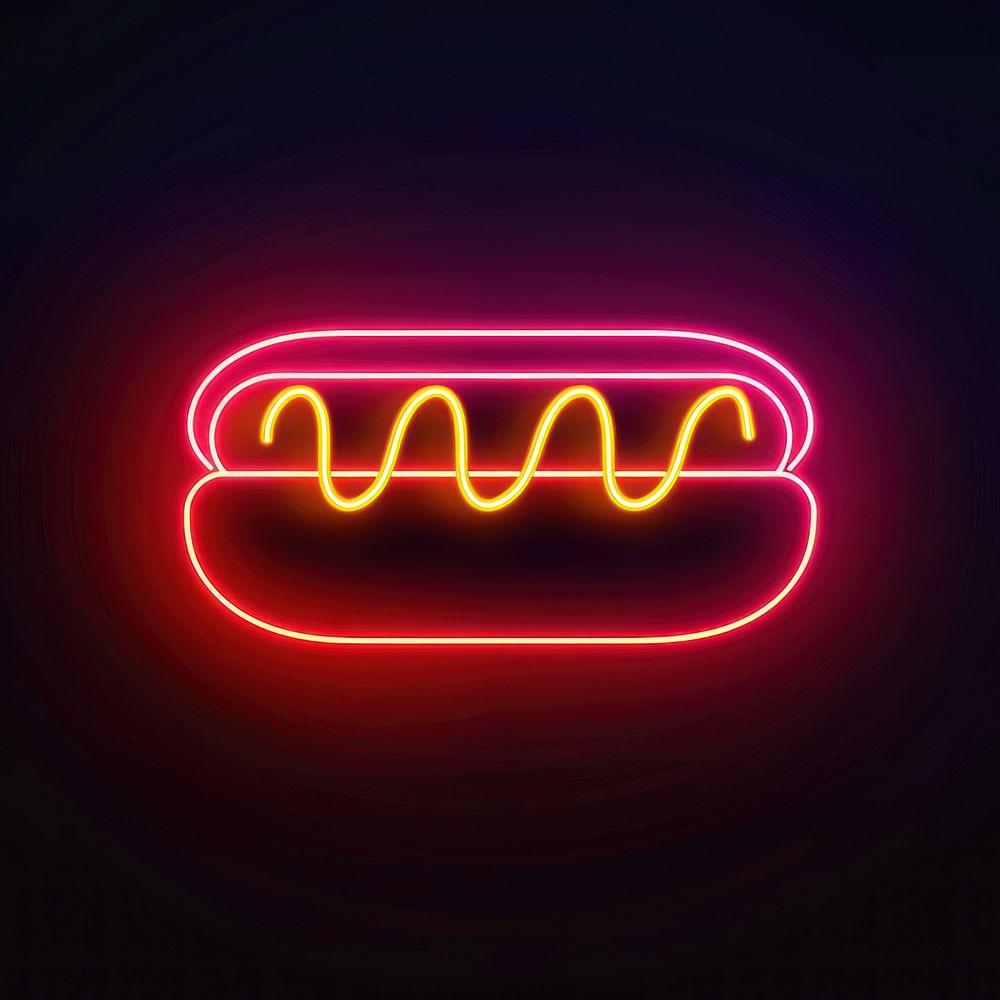 Hot dog icon neon light.