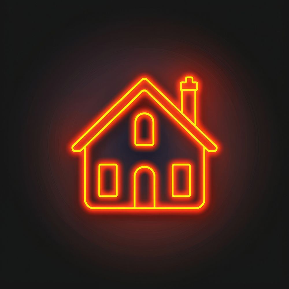 House icon neon scoreboard light.