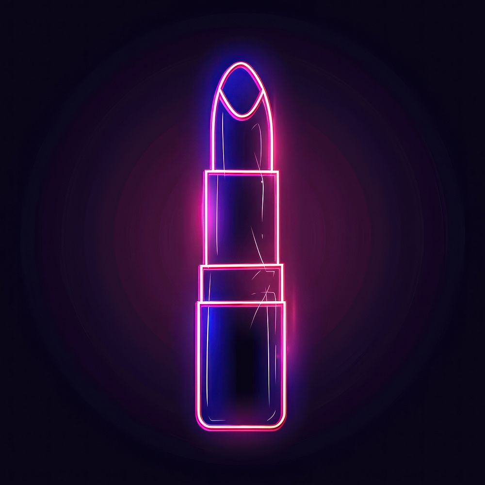 Lipstick icon neon lighting purple.