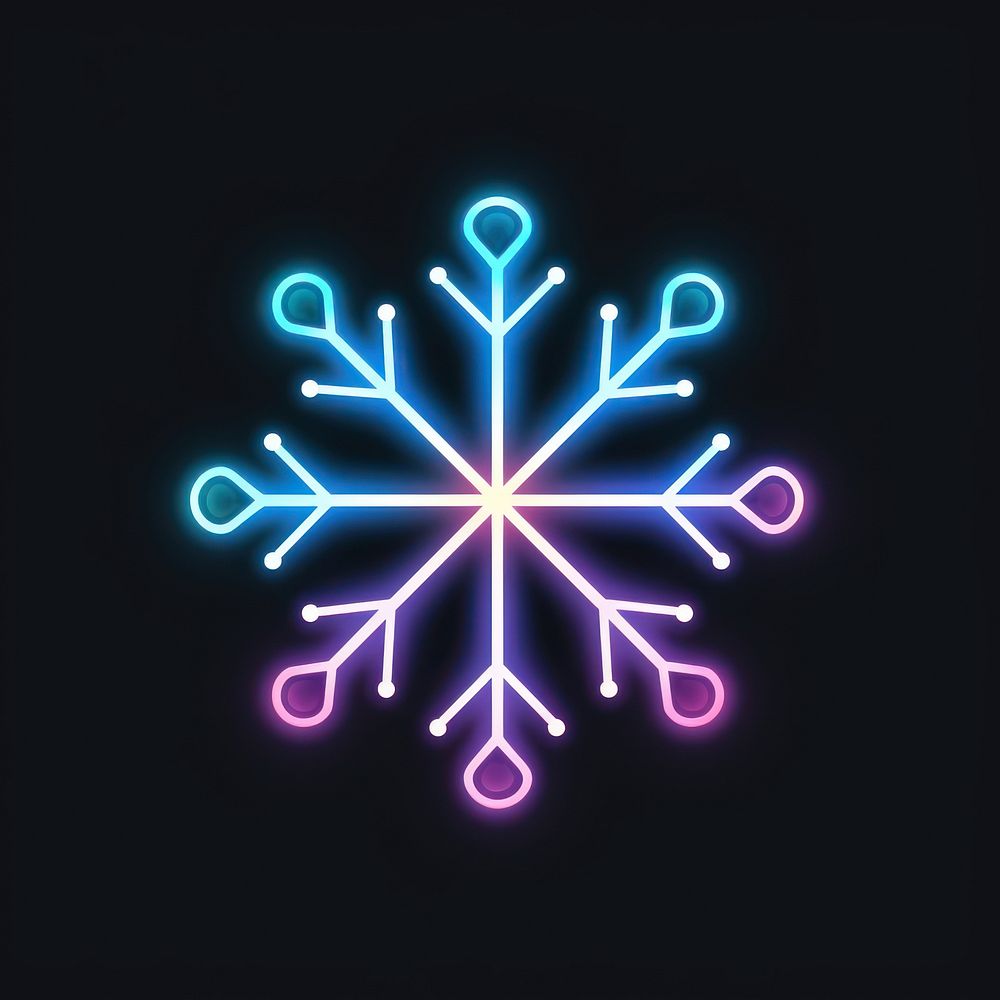 Snowflake icon neon outdoors symbol.