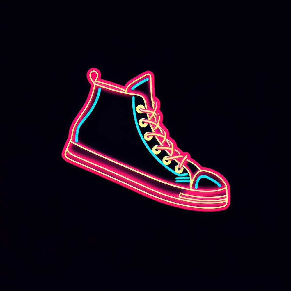 Shoes icon neon ketchup light.
