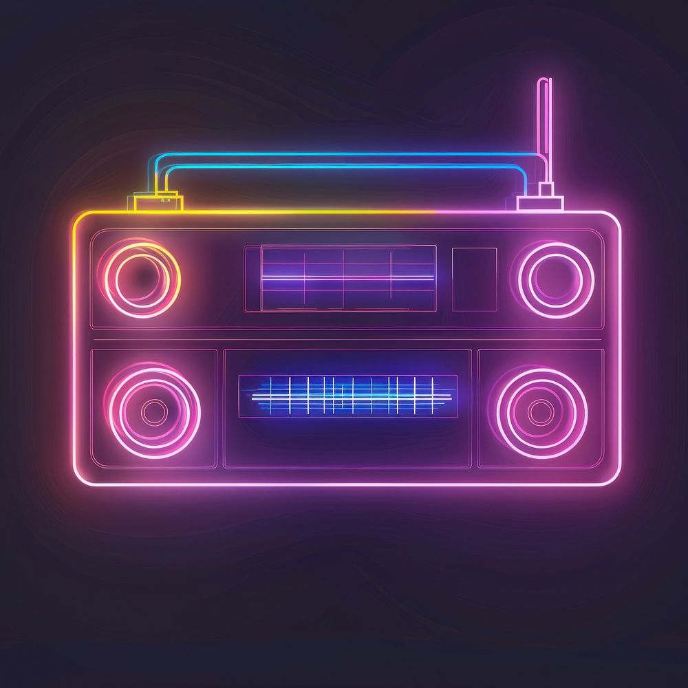 Radio icon neon electronics scoreboard.