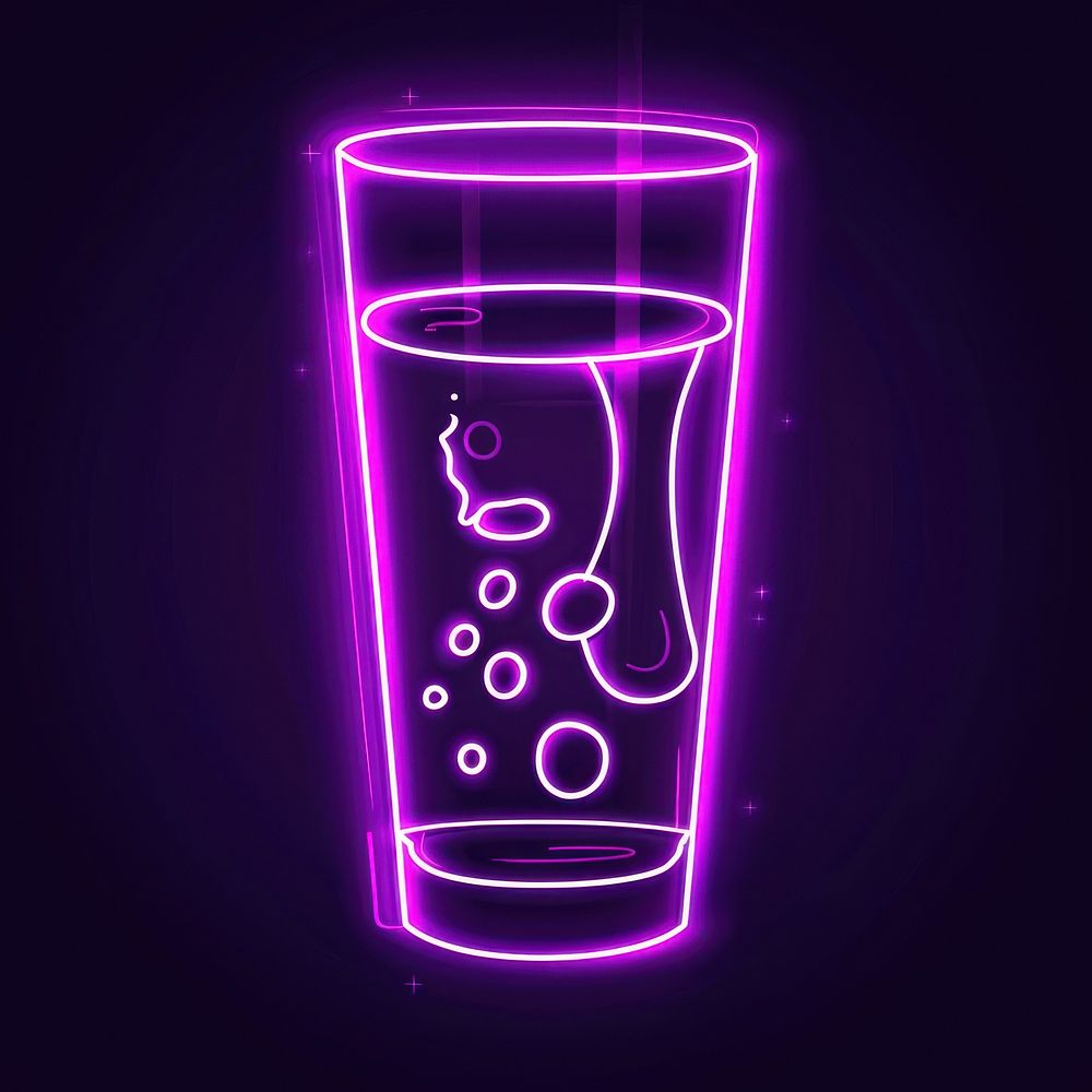 Water icon neon lighting purple.