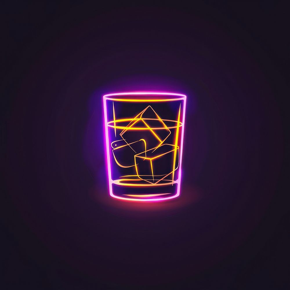 Whisky icon neon lighting purple.