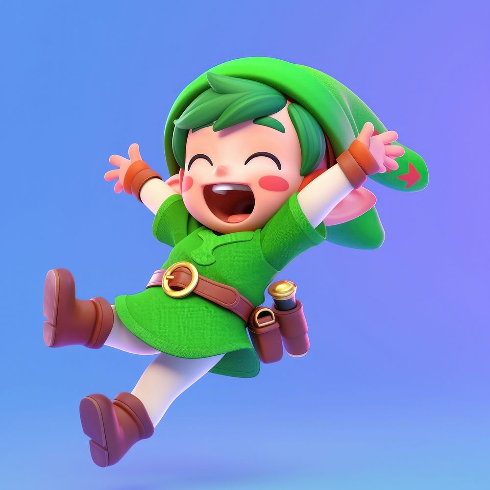 Baby little Elf jumping for joy happy cartoon baby elf.