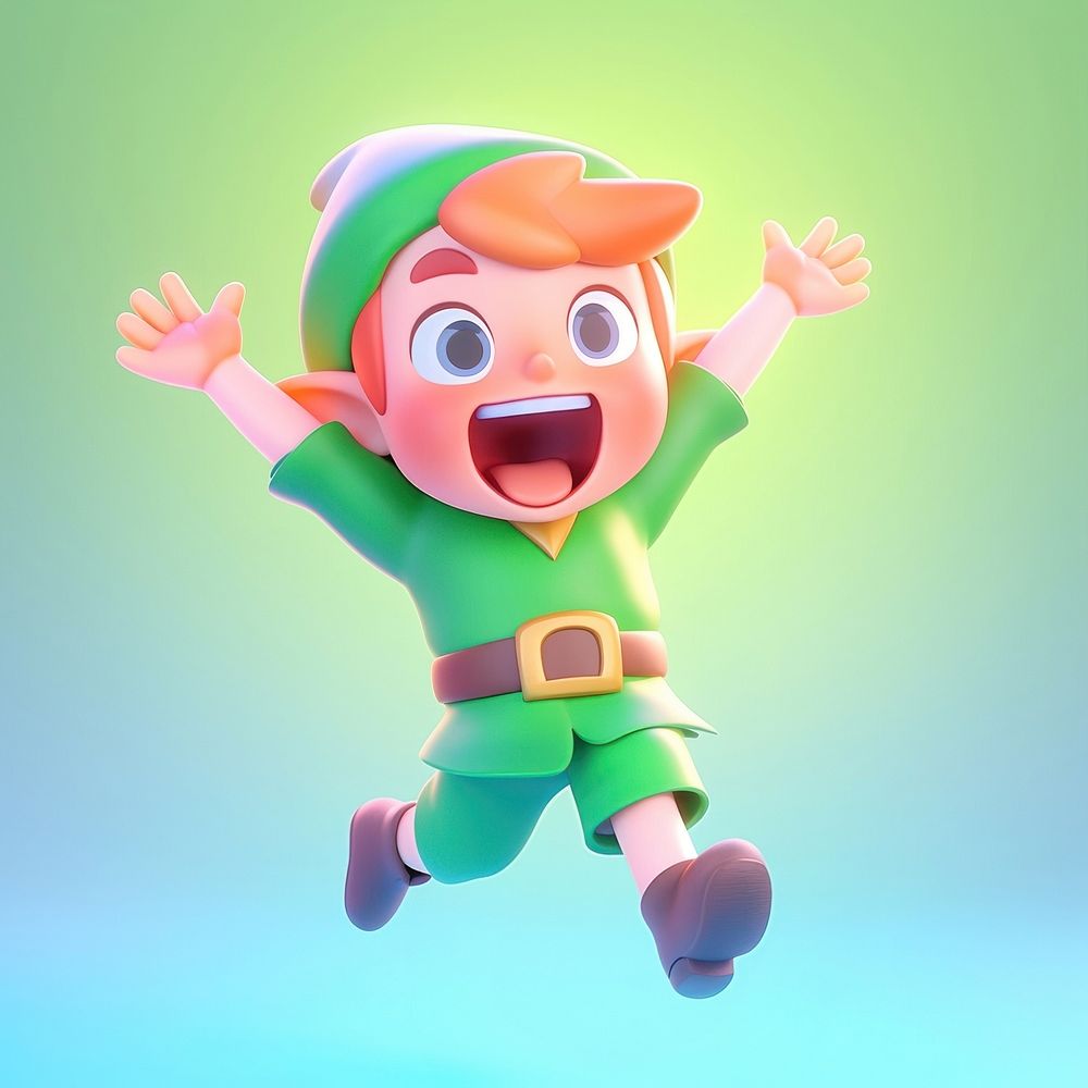 Little Elf jumping for joy happy cartoon person human.