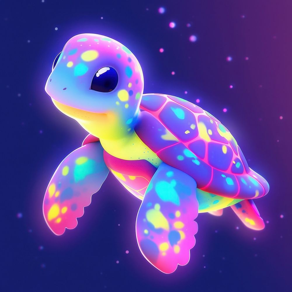Sea turtle neon splatter animal astronomy tortoise.