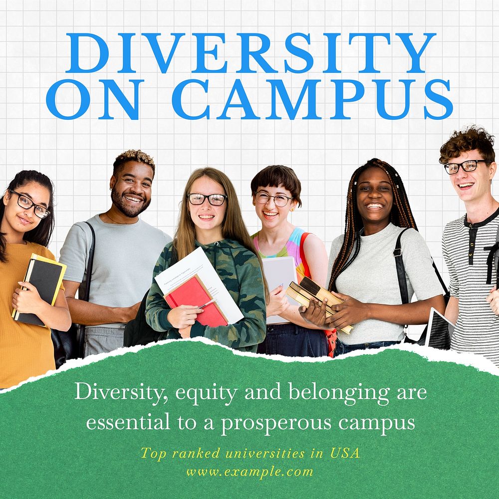 Diversity on campus Instagram post template, editable text