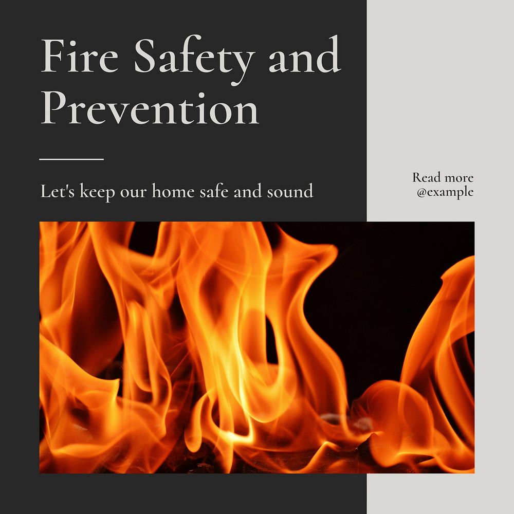 Fire Safety Instagram post template, editable text