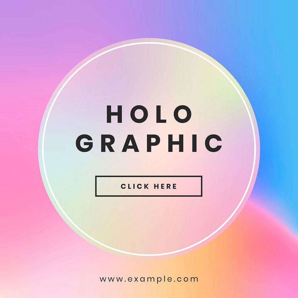 Colorful holographic  Instagram post template, editable design