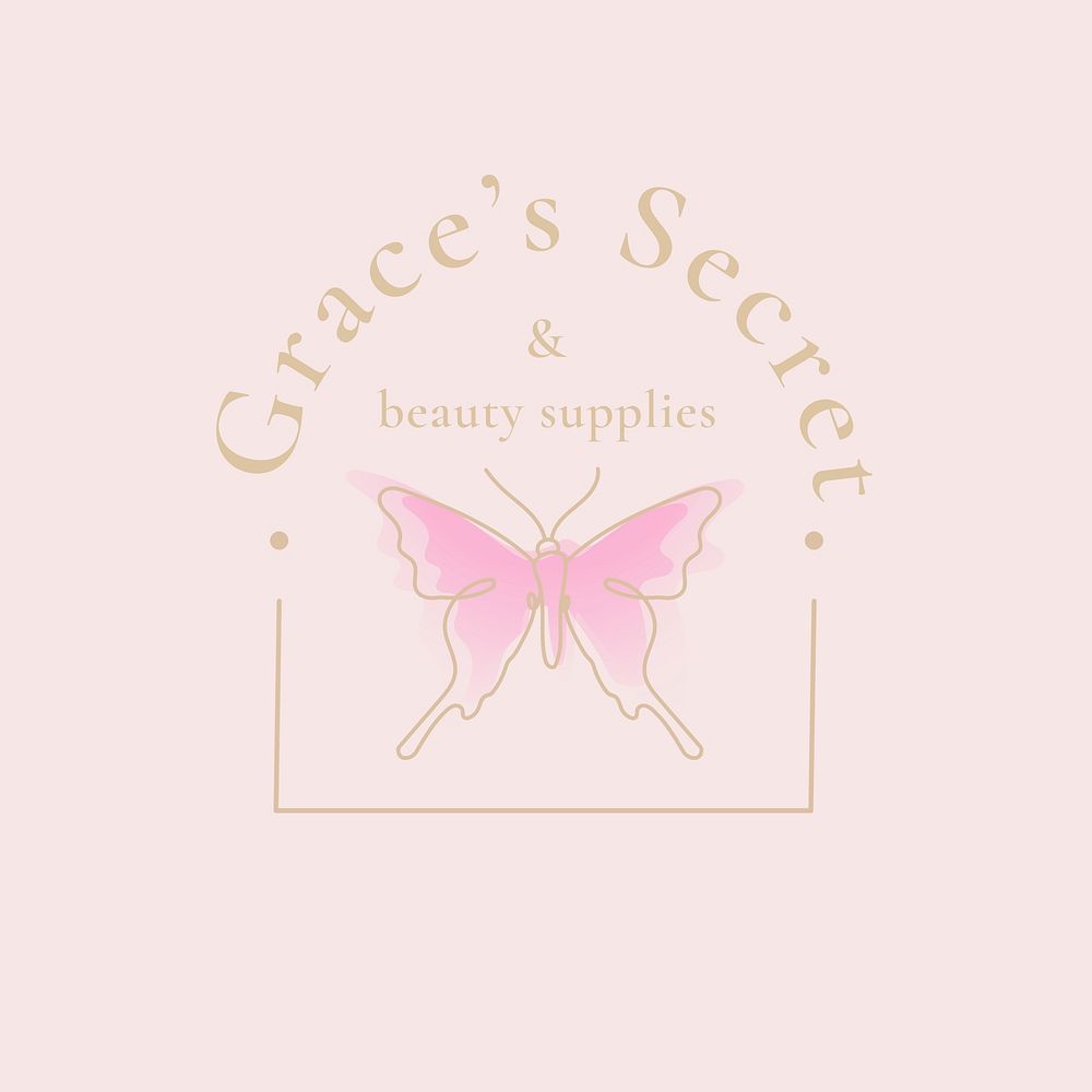 Butterfly fashion business logo template,  minimal design