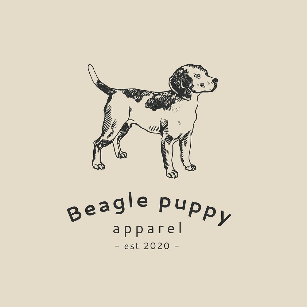 Boutique business logo template, vintage beagle dog illustration