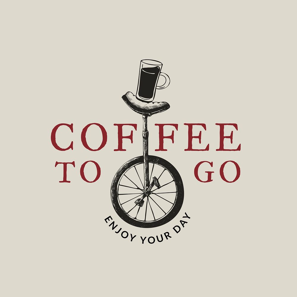 Coffee shop logo template, monocycle design