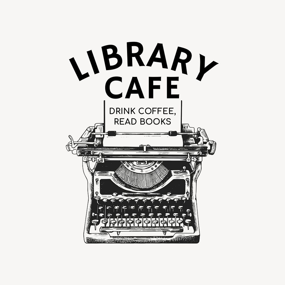 Coffee shop logo template retro typewriter design