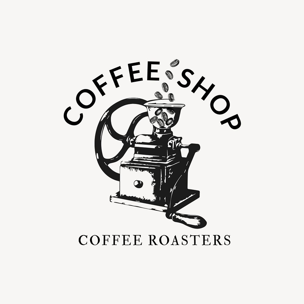 Coffee shop logo template, editable vintage design