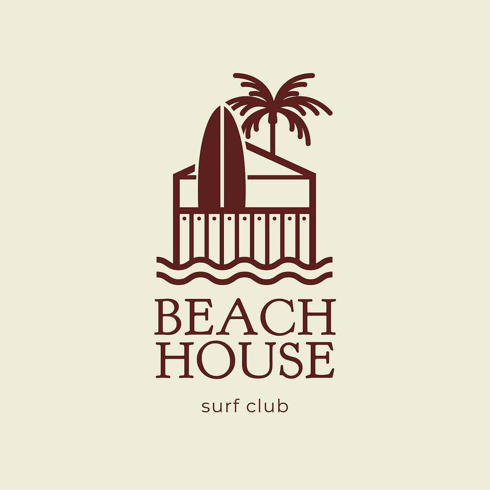 Beach house logo template, hotel business design