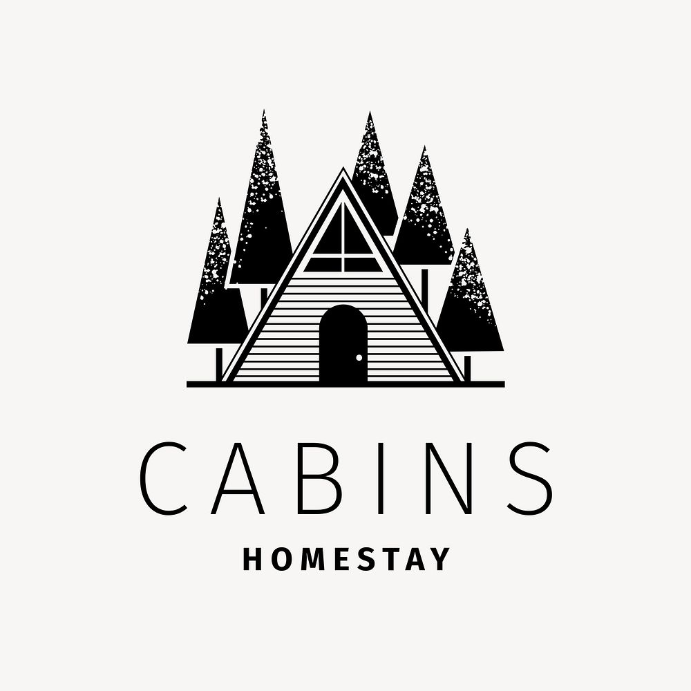 Cabins homestay logo template, editable design