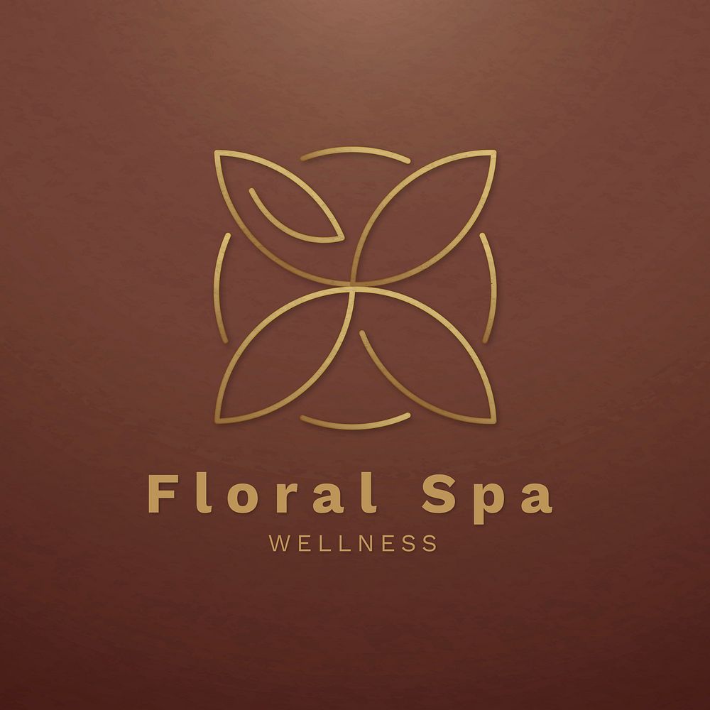 Spa logo template, editable floral design