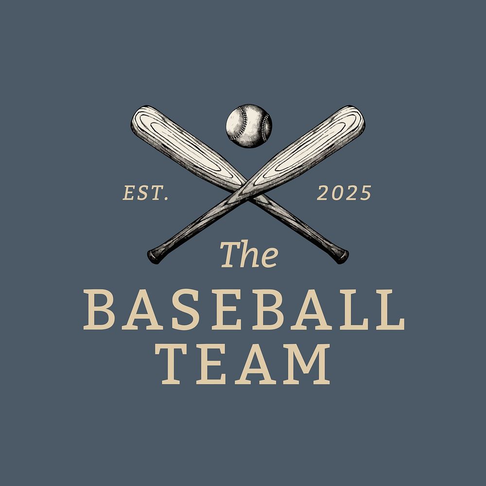 Vintage baseball logo template, editable design