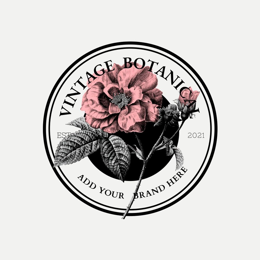 Flower badge logo, business branding design