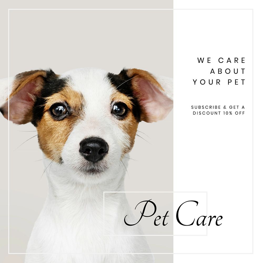 Pet care Instagram post template, cute puppy photo