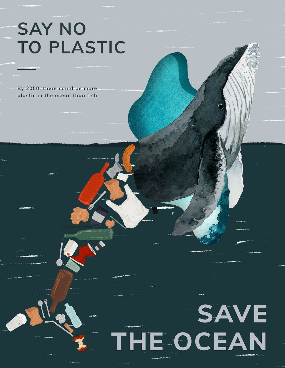 Plastic pollution flyer template