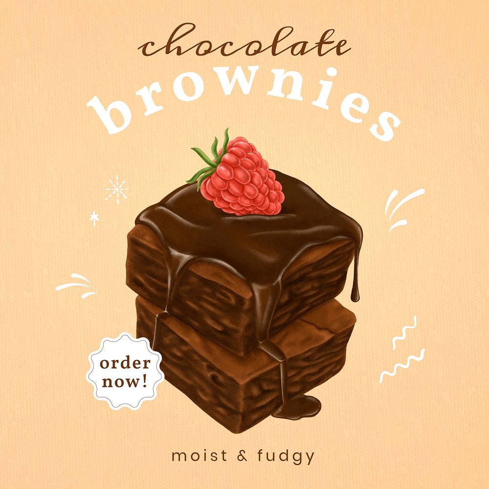 Bakery shop instagram post template, dessert illustration, editable text