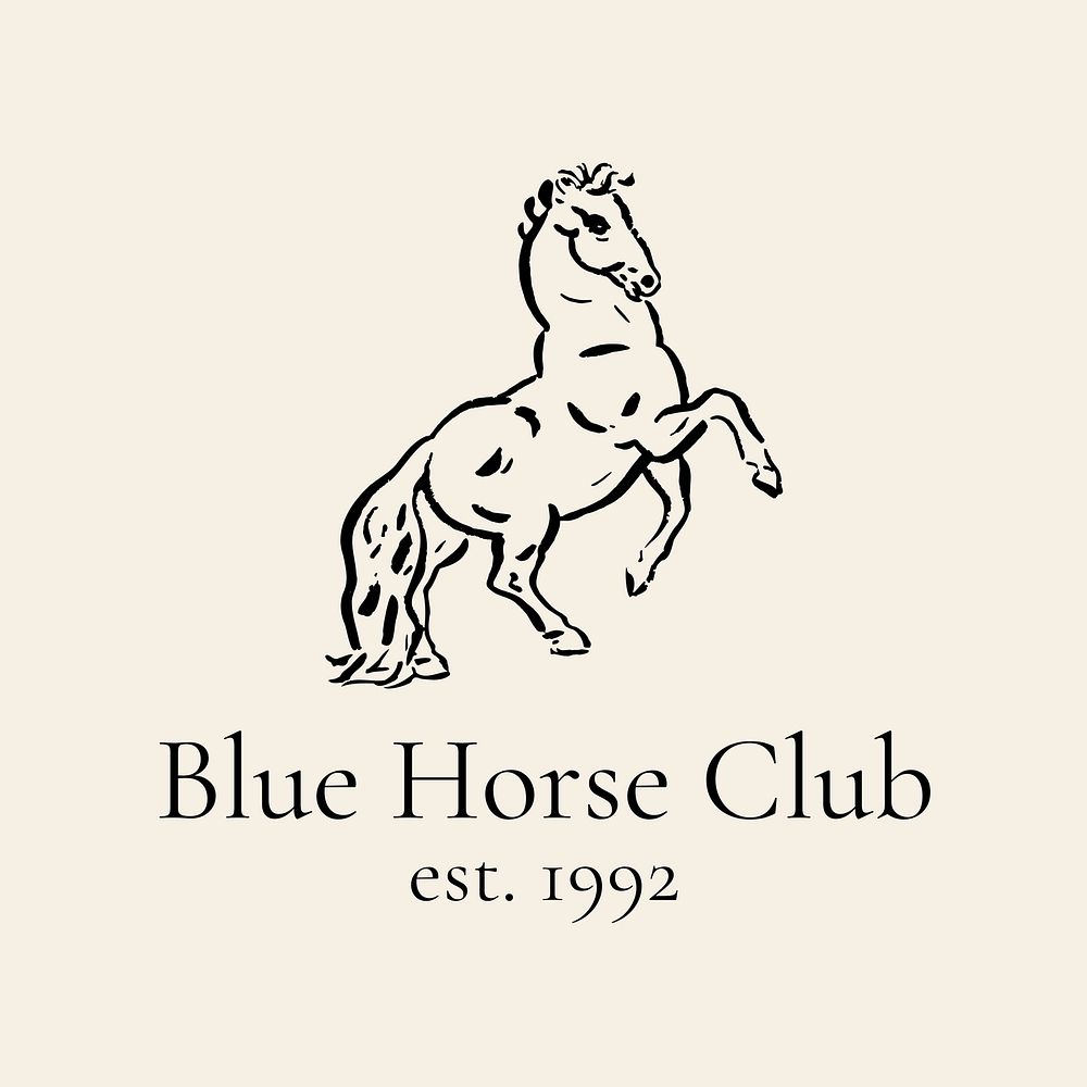 Horse club logo template, cream design