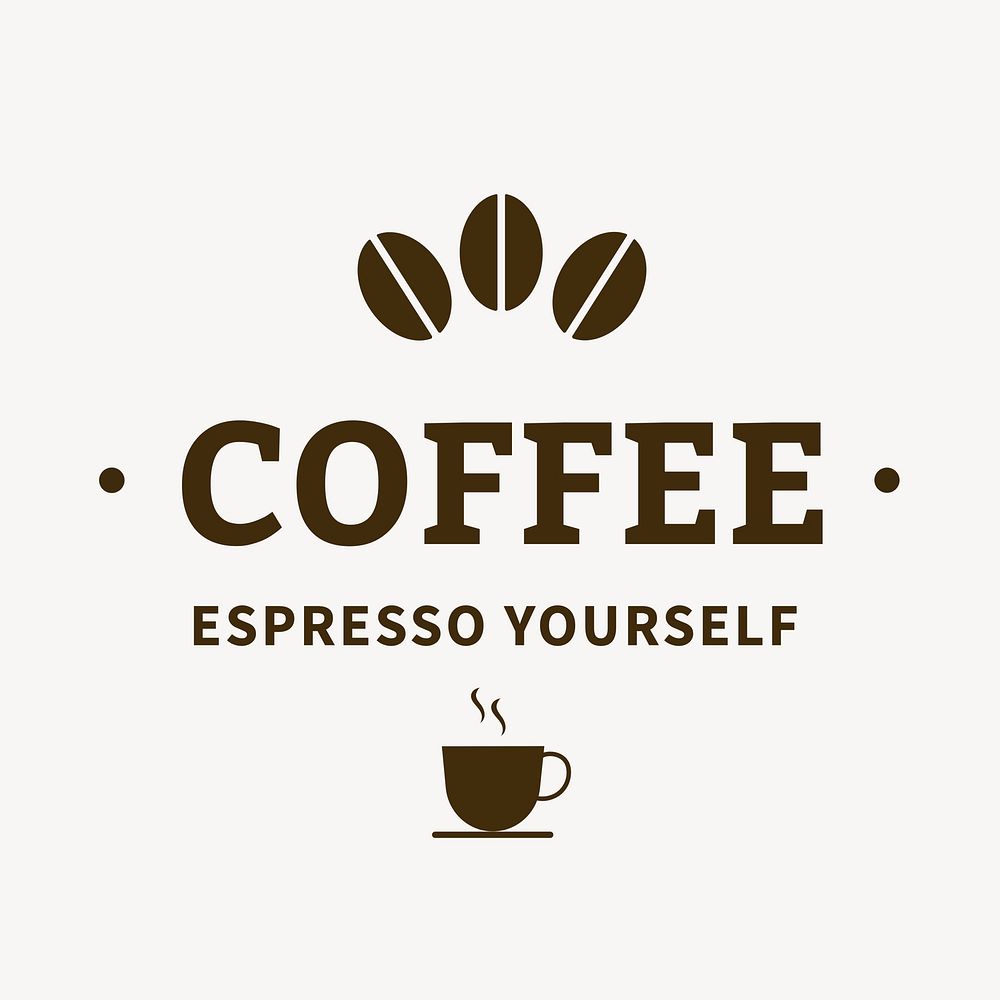 Coffee shop logo template, aesthetic design, editable text