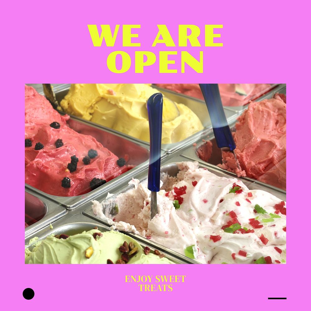 Ice cream shop Instagram post template, editable design
