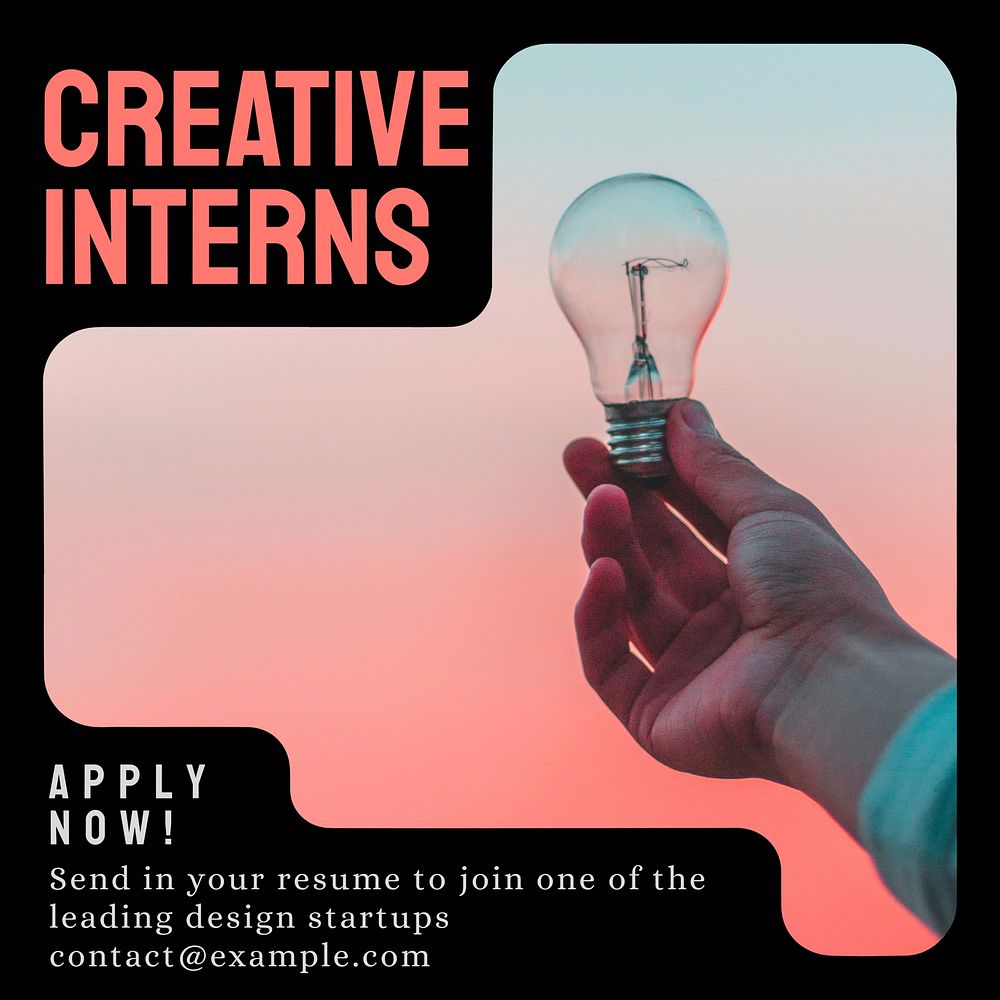 Creative interns recruitment  Instagram post template