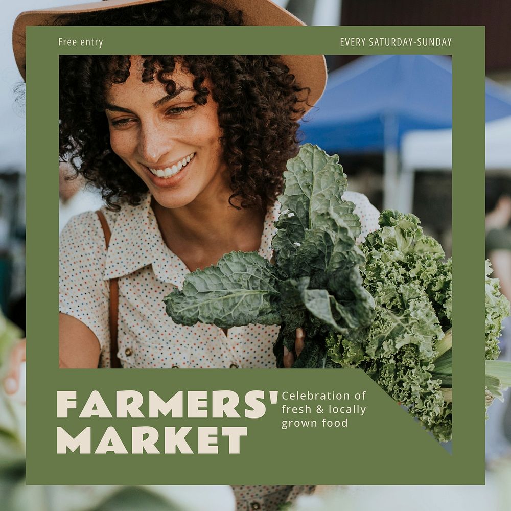 Farmer's market Instagram post template, editable design