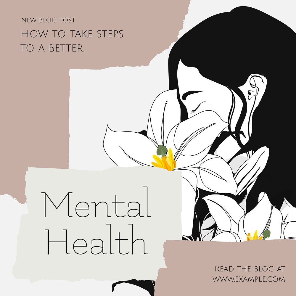 Mental health Instagram post template  design