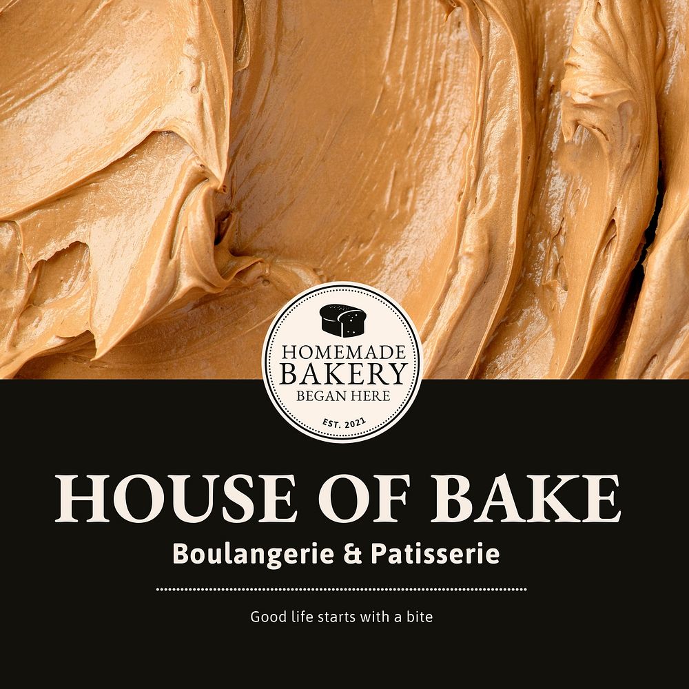 Bakery shop Instagram post template, editable design