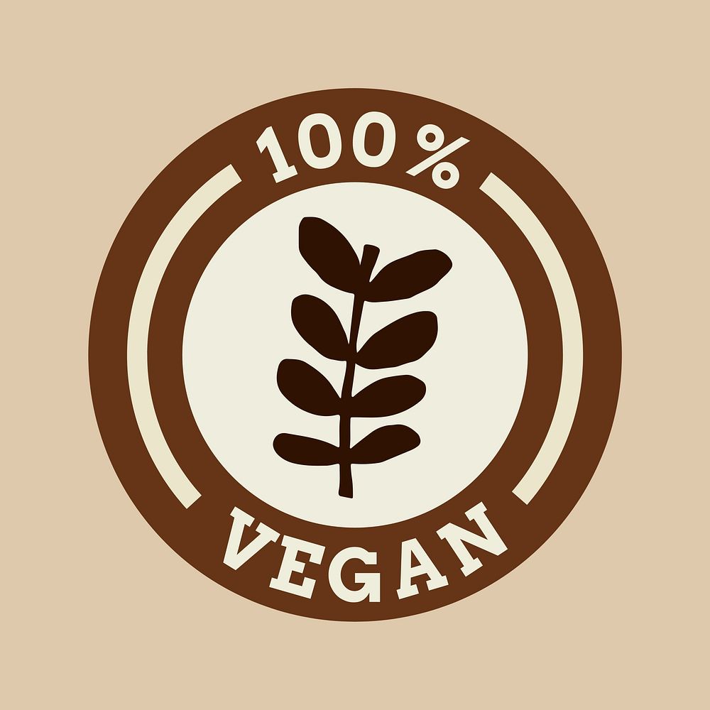 100% vegan logo template, food branding, editable design