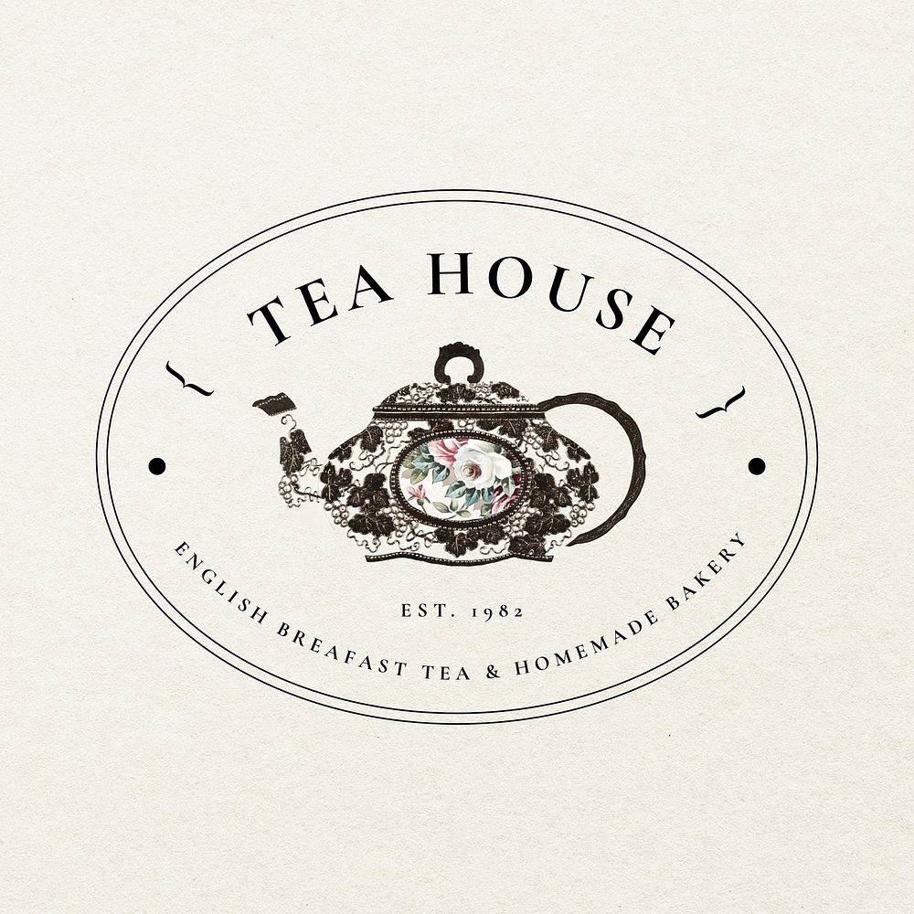 Tea house  logo template vintage design