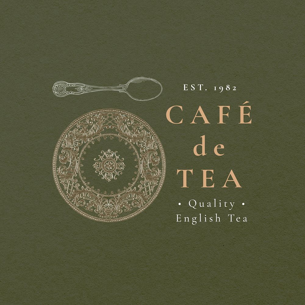 Tea cafe editable logo template