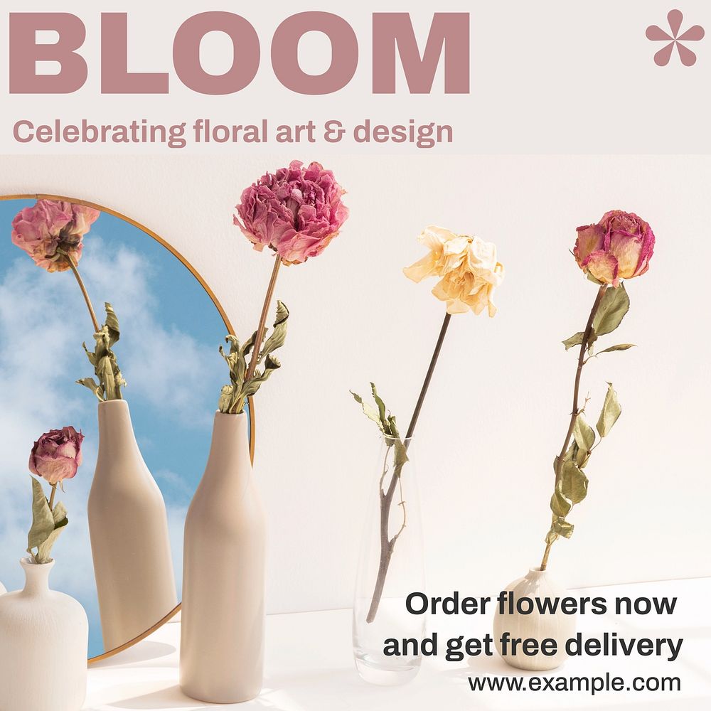 Florist ads Instagram post template, editable design