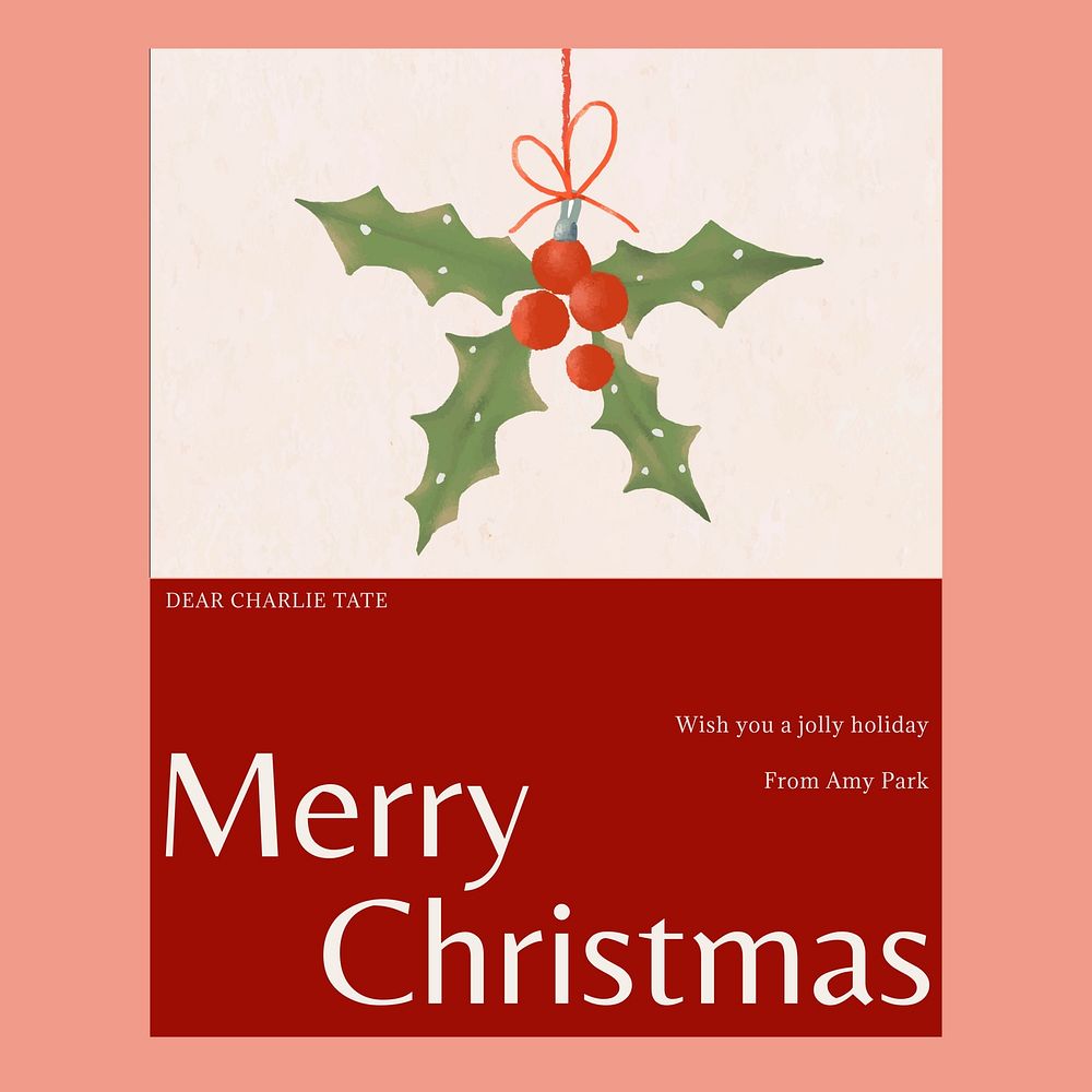 Merry Christmas Instagram post template, editable design